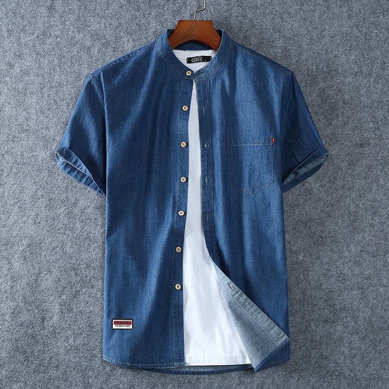 Short-Sleeved Denim Shirt - Image 3