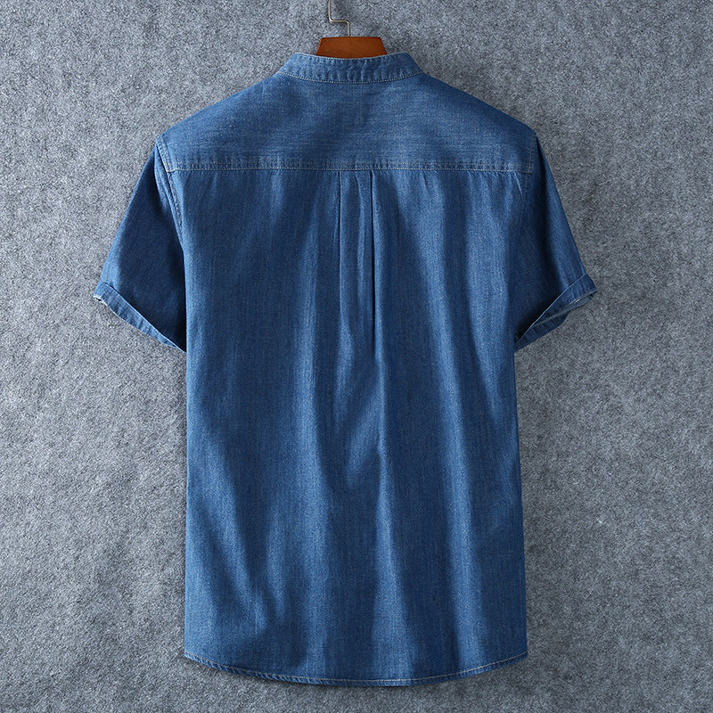 Short-Sleeved Denim Shirt - Image 4