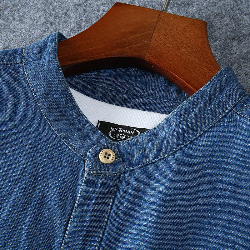 Short-Sleeved Denim Shirt - Image 5