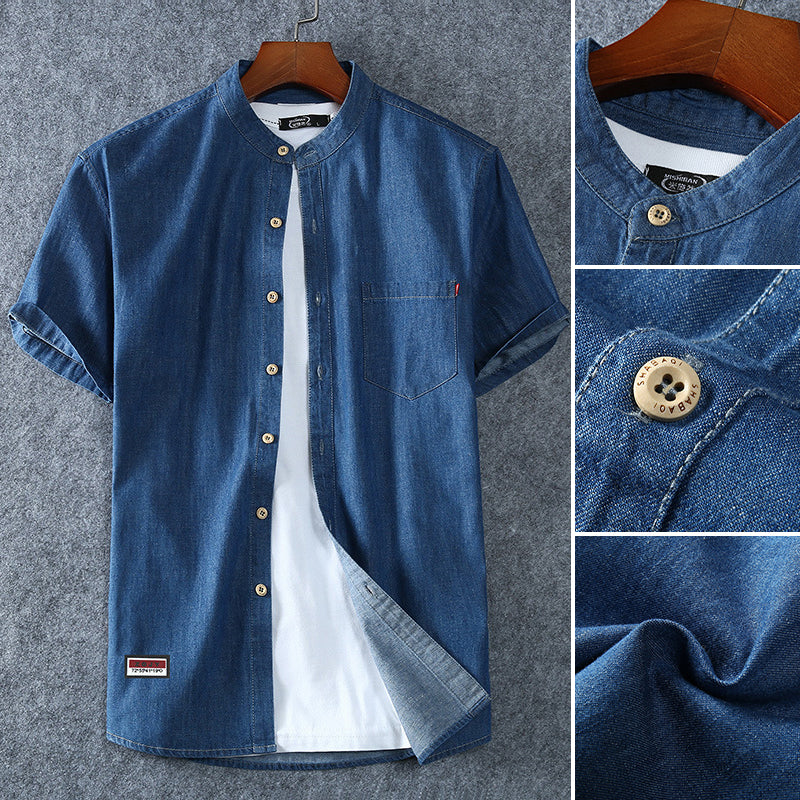Short-Sleeved Denim Shirt - Image 8