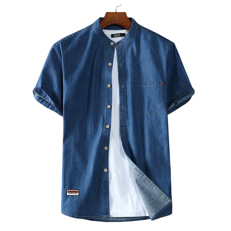 Short-Sleeved Denim Shirt - Image 9