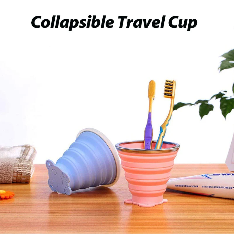 Silicone Folding Water Cups with Lids - Image 2