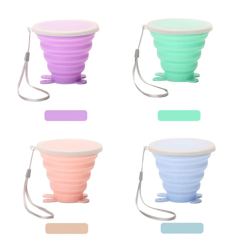Silicone Folding Water Cups with Lids - Image 6
