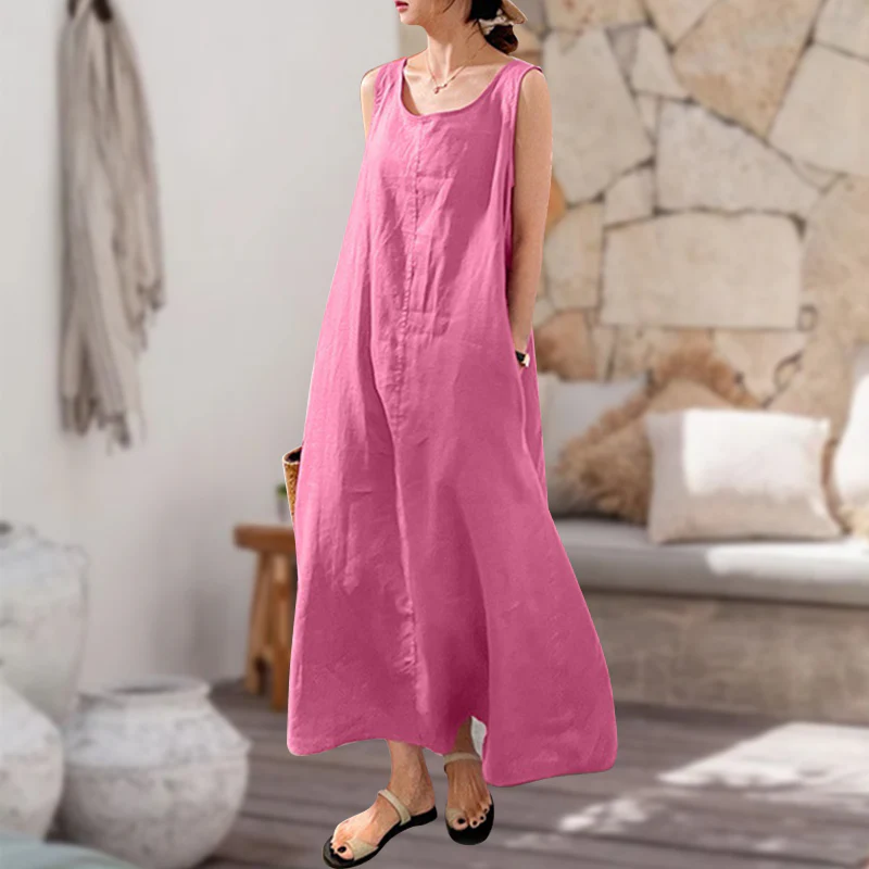 Sling Cotton Linen Sleeveless Dress - Image 10