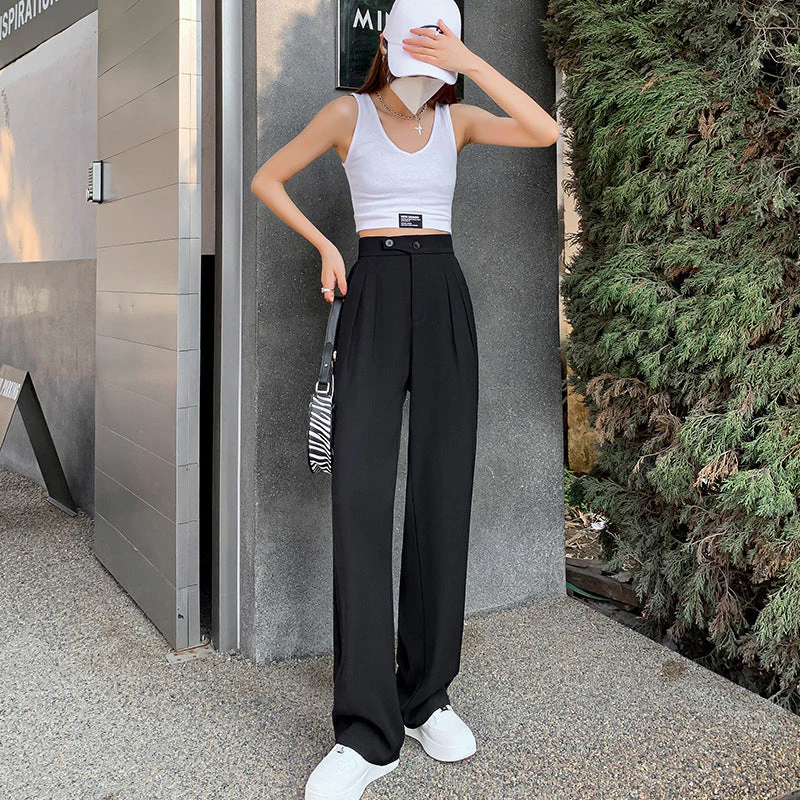 Solid Color Casual Wide Leg Pants - Image 10