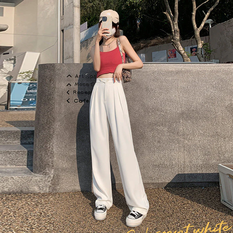 Solid Color Casual Wide Leg Pants - Image 4