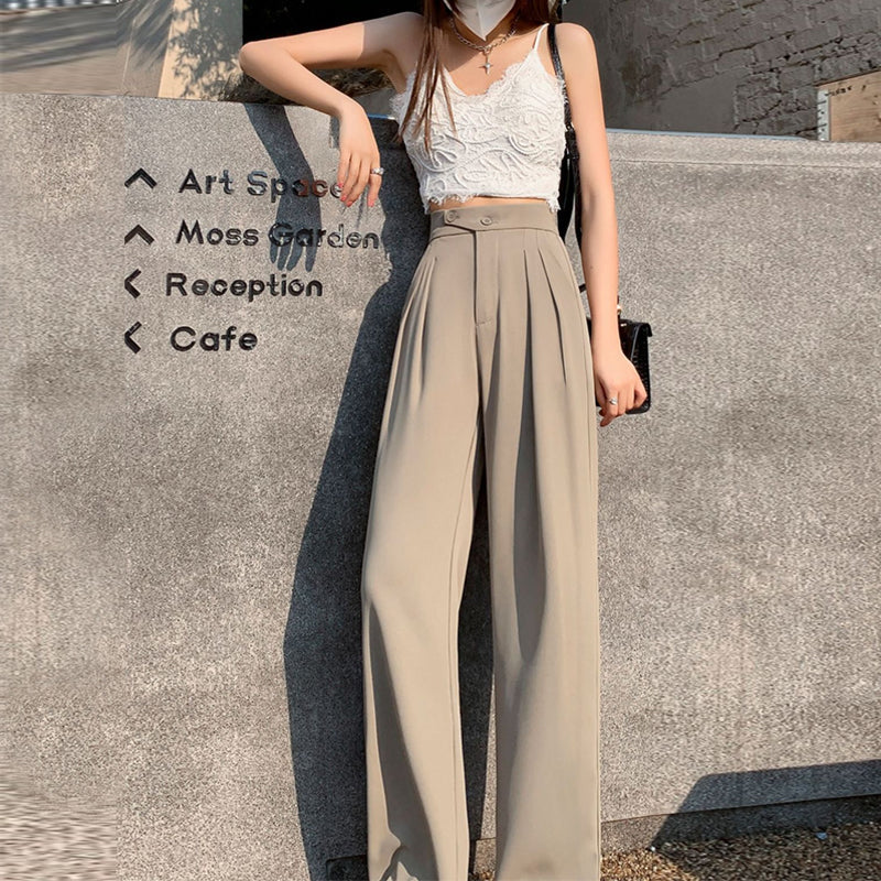 Solid Color Casual Wide Leg Pants - Image 5