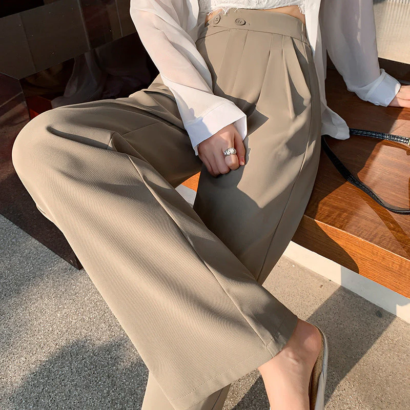Solid Color Casual Wide Leg Pants - Image 7