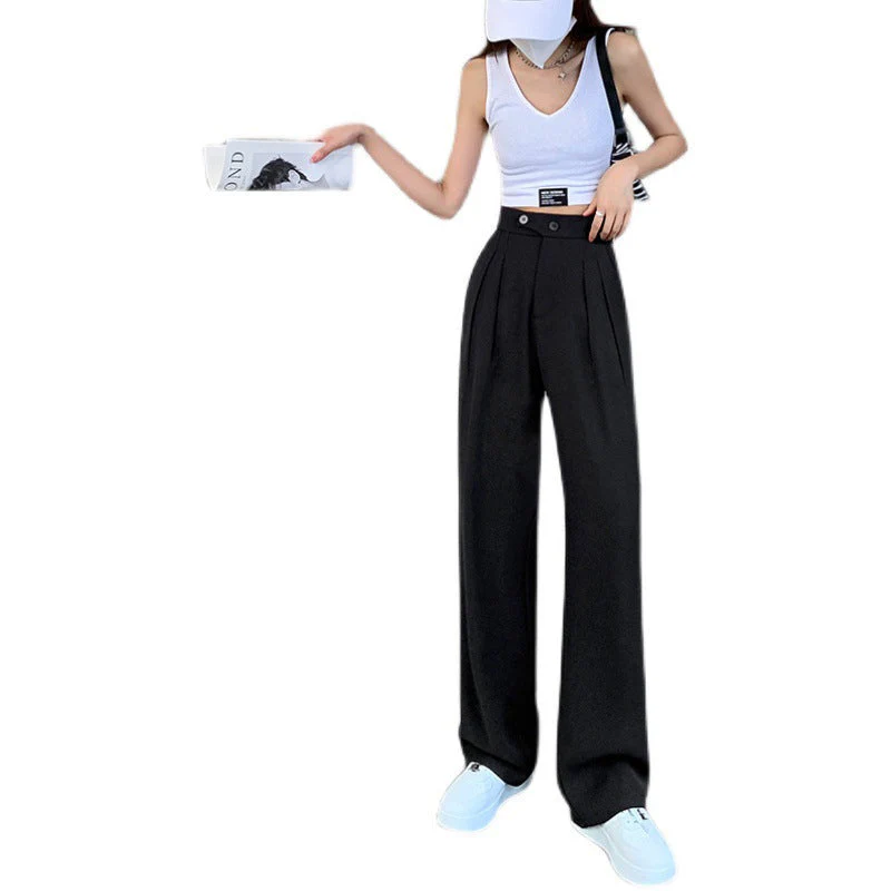 Solid Color Casual Wide Leg Pants - Image 8