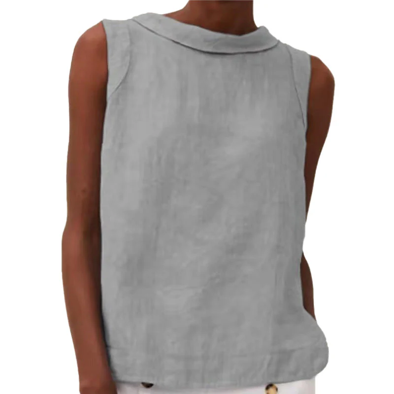 Solid Color Cotton And Linen T-Shirt - Image 7
