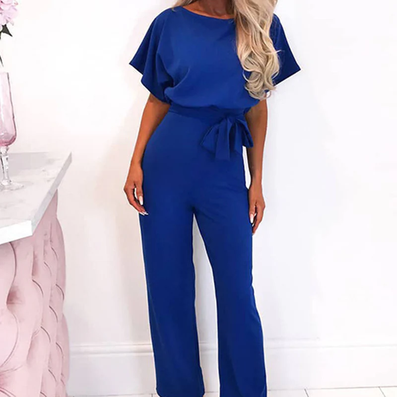 Solid High Waist Jumpsuit With Belt - Image 8