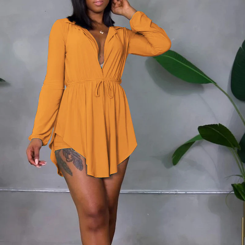 Solid Overlap Belted Asymmetrical Hem Top & Shorts Set - Image 3