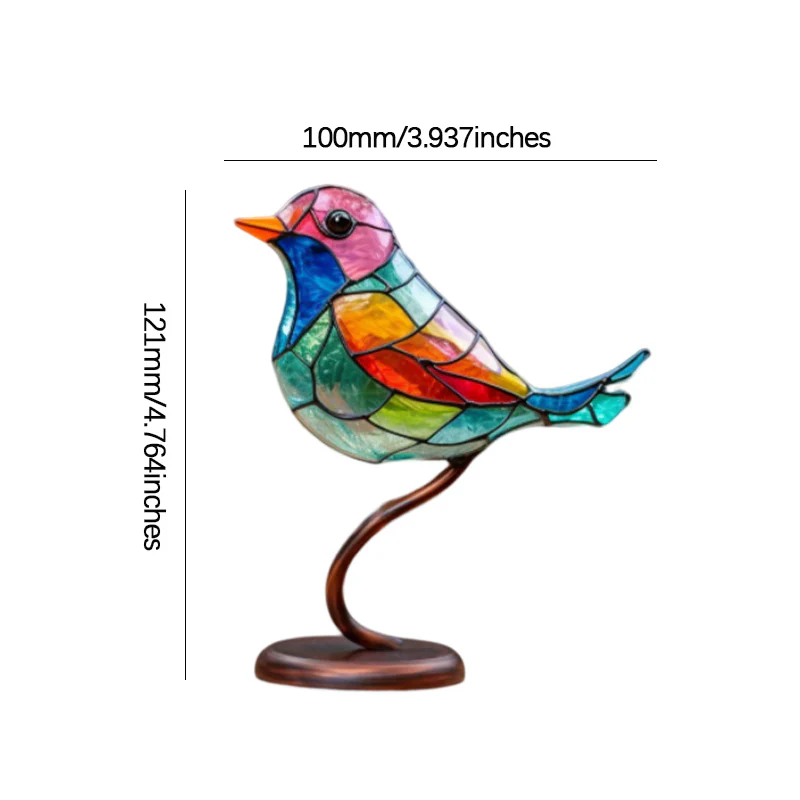 Stained Glass Birds on Branch Desktop Ornaments - Image 10