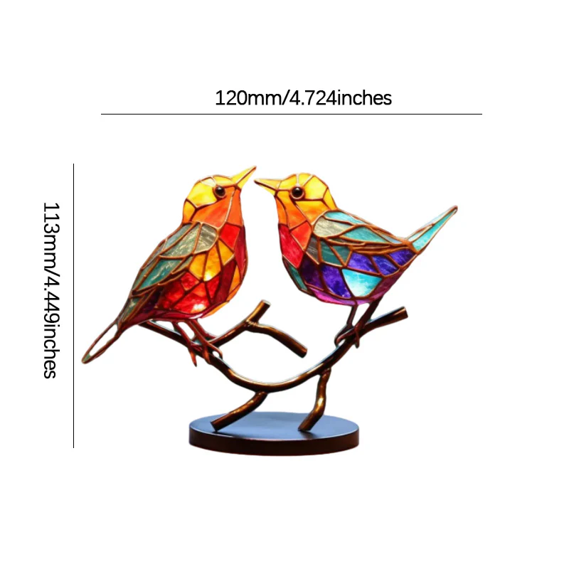 Stained Glass Birds on Branch Desktop Ornaments - Image 11