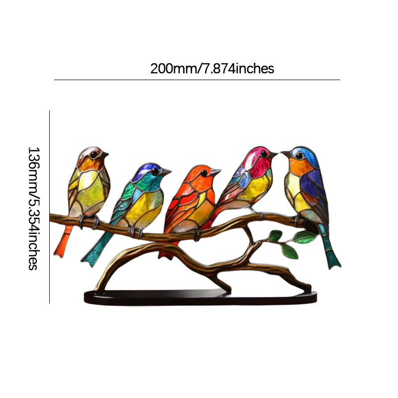 Stained Glass Birds on Branch Desktop Ornaments - Image 14