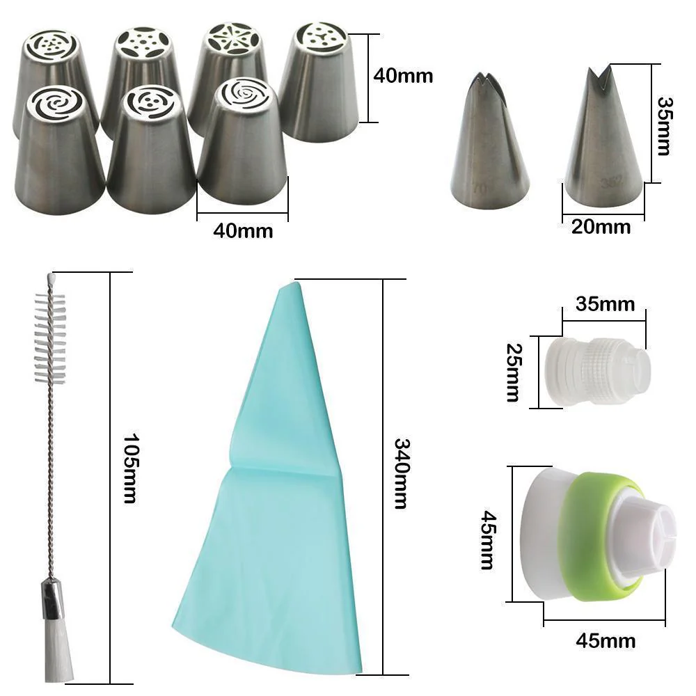 Stainless steel spout set (13 pieces) for cupcakes and cake decoration action - Image 6
