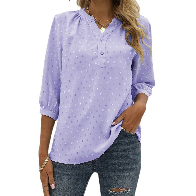 Stand Collar Mid Sleeve Shirt - Image 10