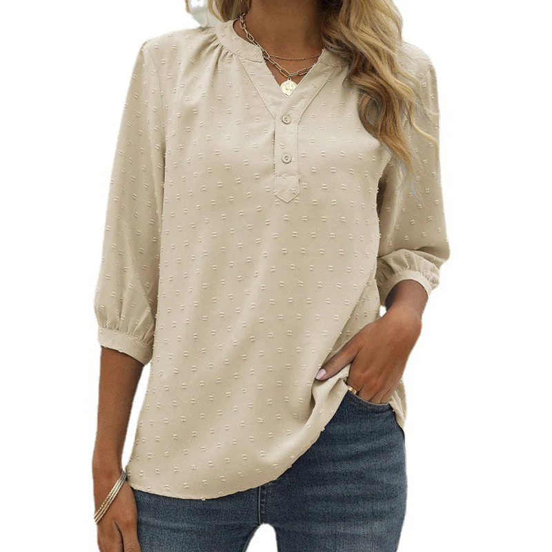 Stand Collar Mid Sleeve Shirt - Image 12