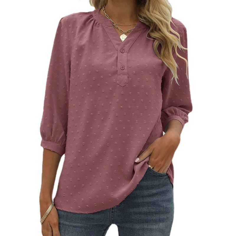Stand Collar Mid Sleeve Shirt - Image 14