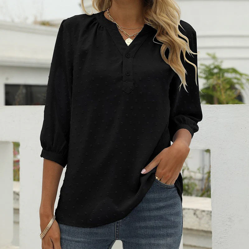 Stand Collar Mid Sleeve Shirt - Image 16