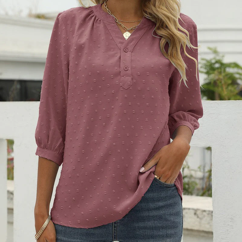 Stand Collar Mid Sleeve Shirt - Image 17