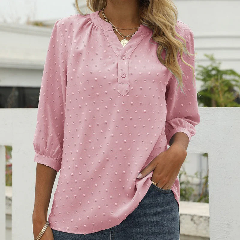 Stand Collar Mid Sleeve Shirt - Image 18