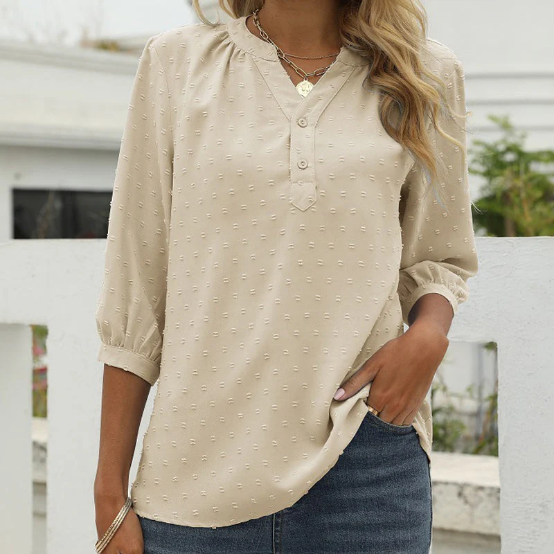 Stand Collar Mid Sleeve Shirt - Image 19