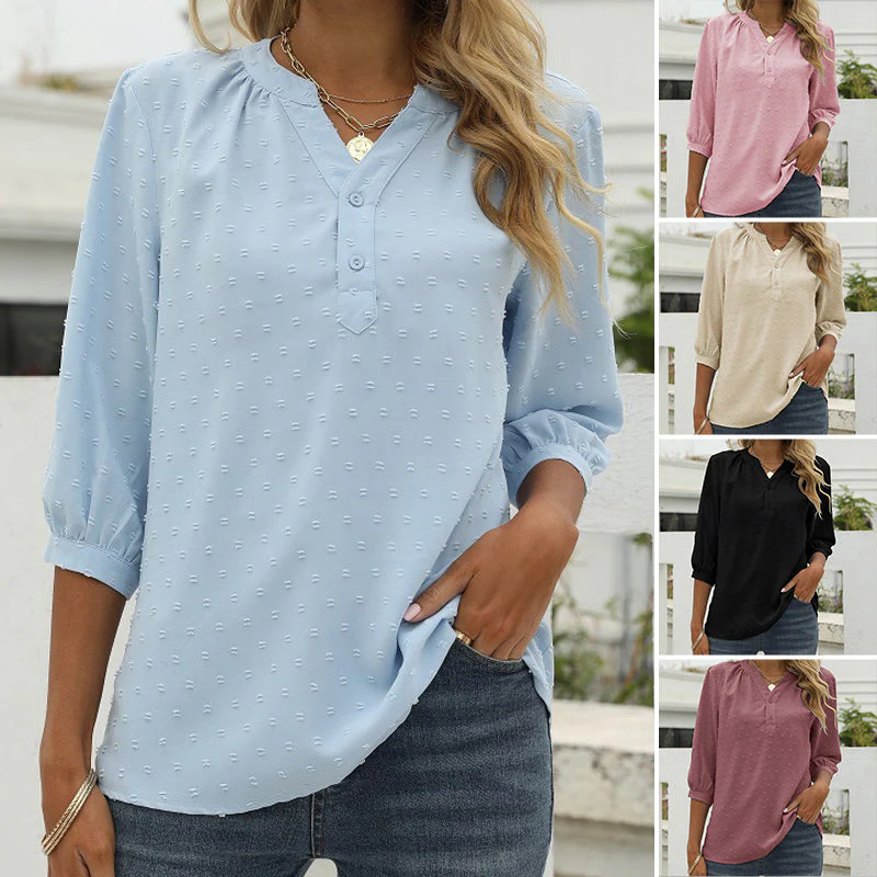 Stand Collar Mid Sleeve Shirt - Image 2