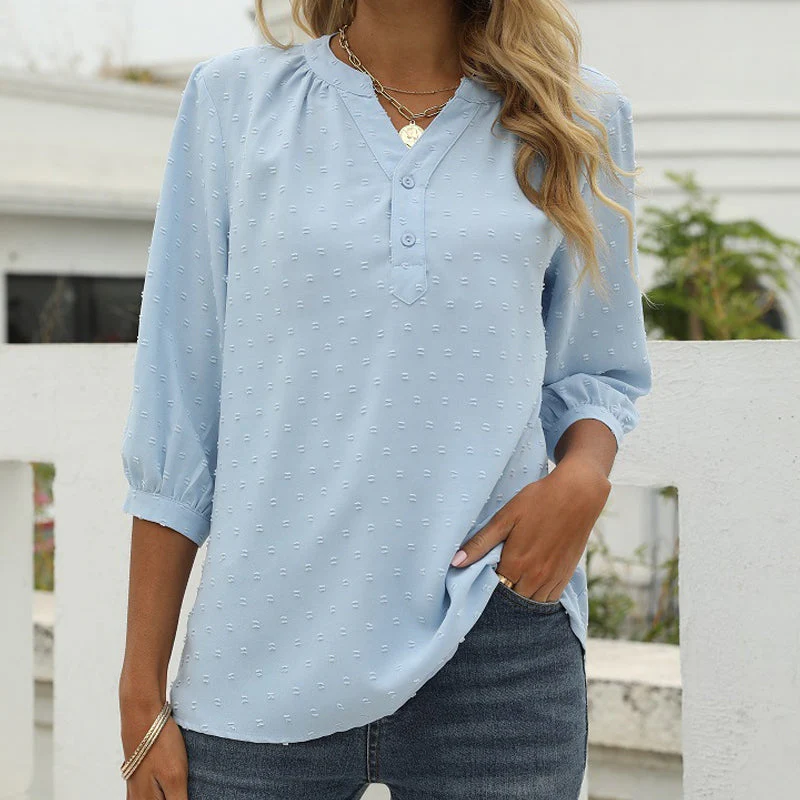 Stand Collar Mid Sleeve Shirt - Image 20