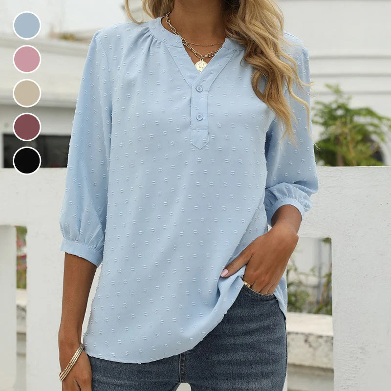 Stand Collar Mid Sleeve Shirt - Image 3