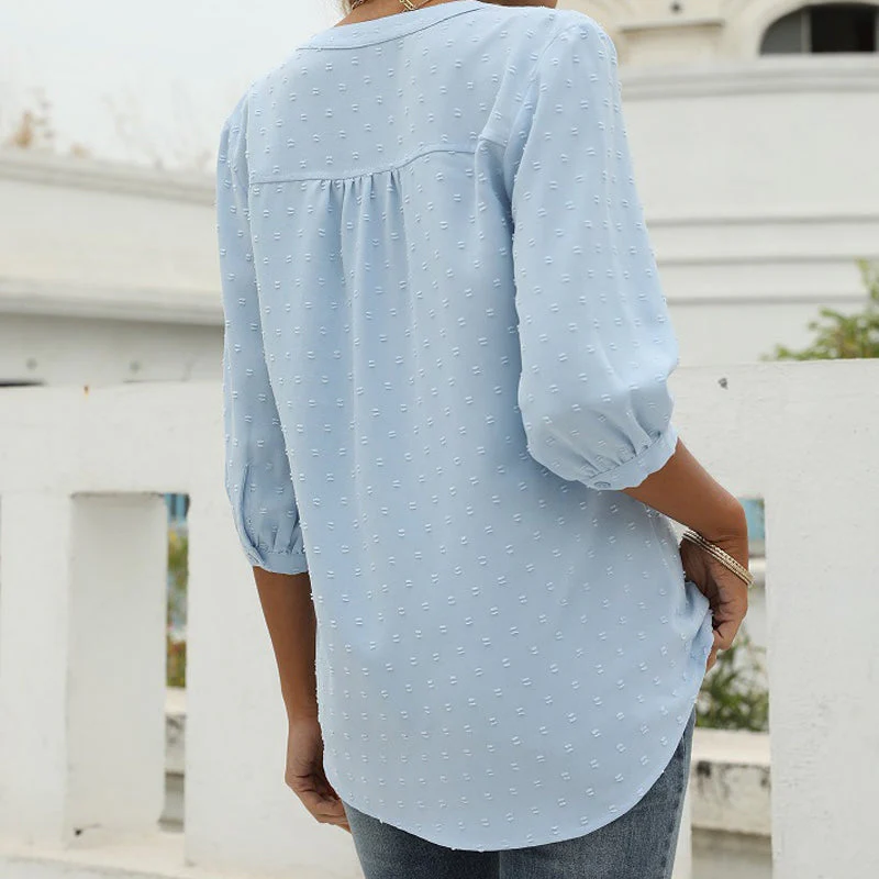 Stand Collar Mid Sleeve Shirt - Image 5