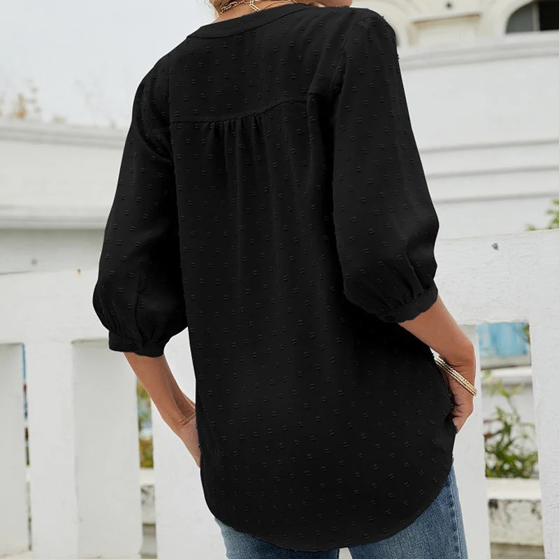 Stand Collar Mid Sleeve Shirt - Image 6