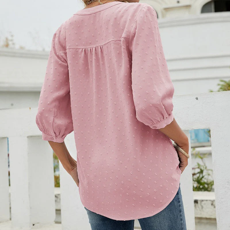 Stand Collar Mid Sleeve Shirt - Image 7
