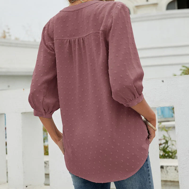 Stand Collar Mid Sleeve Shirt - Image 8