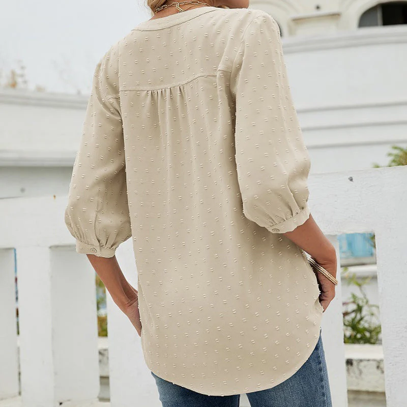 Stand Collar Mid Sleeve Shirt - Image 9
