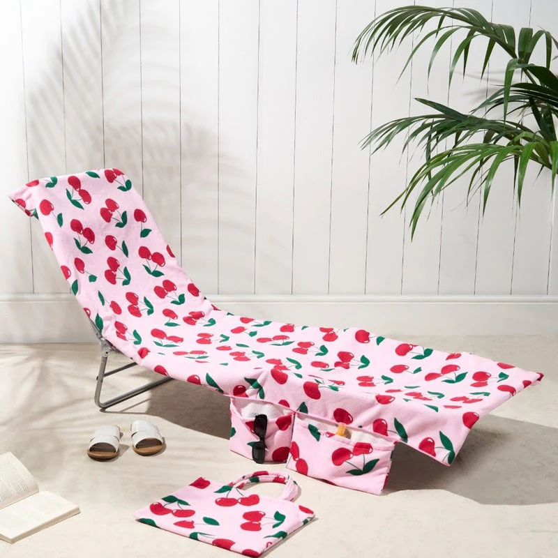 Sun Lounger Towel with Pockets Storage in a Bag - Image 14