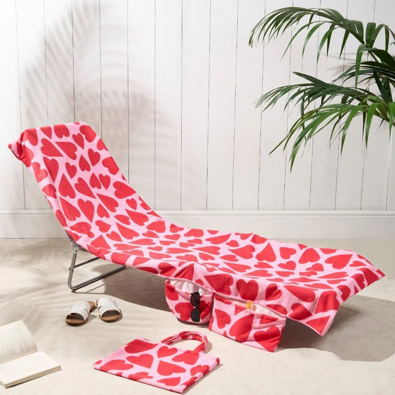 Sun Lounger Towel with Pockets Storage in a Bag - Image 18