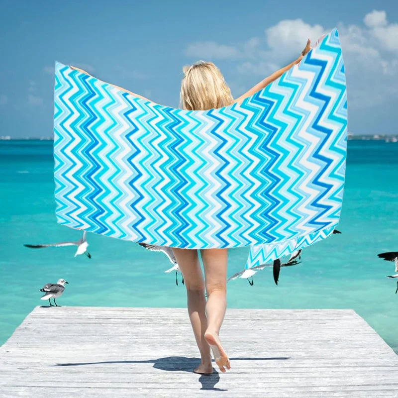 Sun Lounger Towel with Pockets Storage in a Bag - Image 5