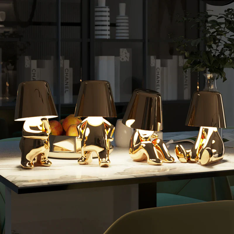 Thinker Little Golden Man Table Lamp - Image 4