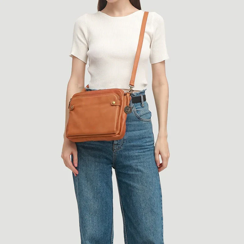 Three-Layer Leather Crossbody Shoulder & Clutch Bag - Image 11