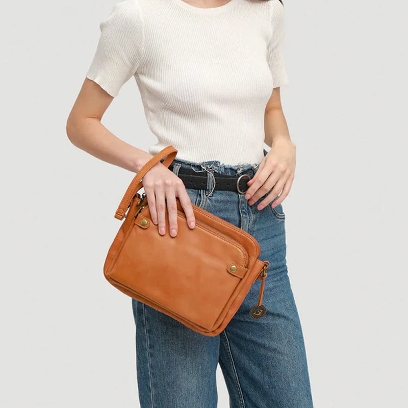 Three-Layer Leather Crossbody Shoulder & Clutch Bag - Image 7