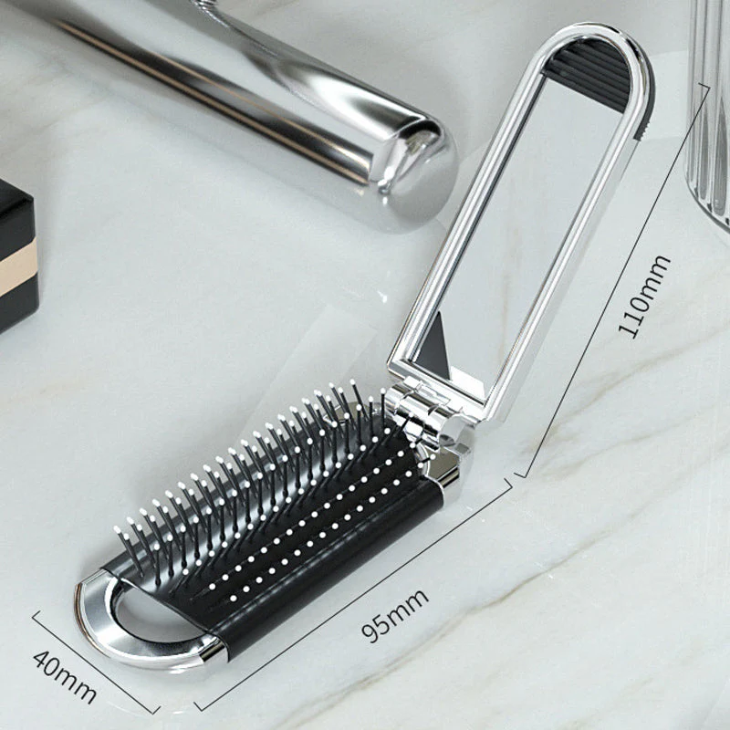 Travel Folding Mirror Hair Brush - Image 10