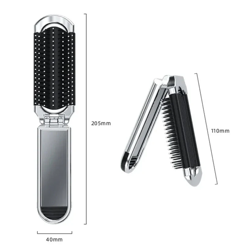 Travel Folding Mirror Hair Brush - Image 11