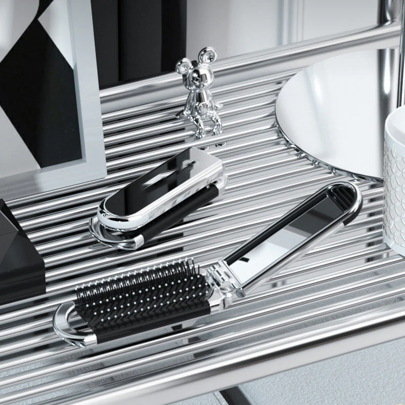 Travel Folding Mirror Hair Brush - Image 5