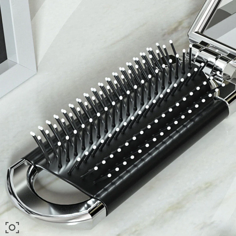 Travel Folding Mirror Hair Brush - Image 7