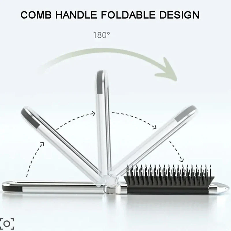 Travel Folding Mirror Hair Brush - Image 8