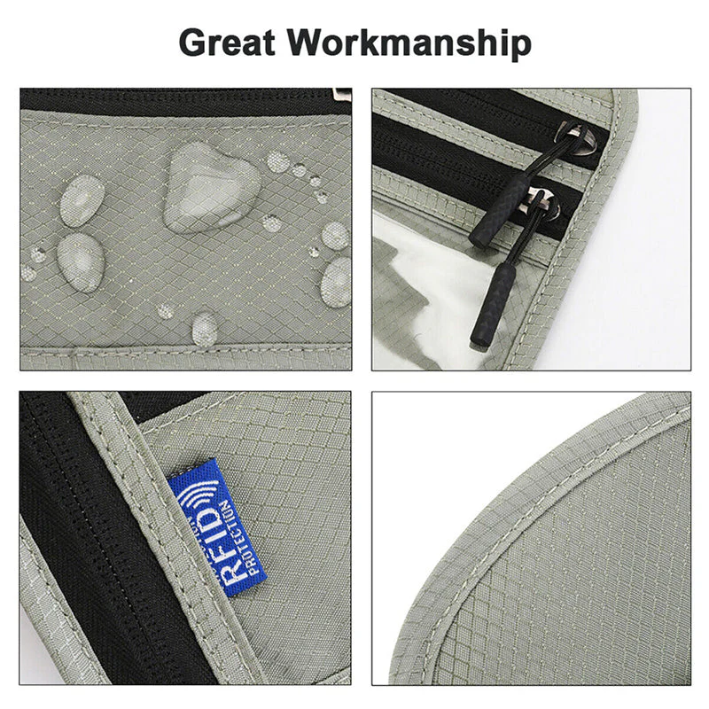 Travel Neck Pouch Neck Wallet with RFID Blocking Passport Holder - Image 11