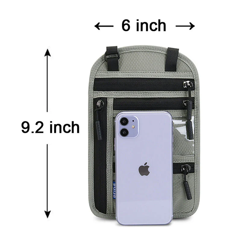 Travel Neck Pouch Neck Wallet with RFID Blocking Passport Holder - Image 12
