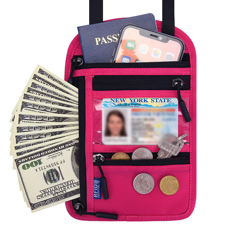 Travel Neck Pouch Neck Wallet with RFID Blocking Passport Holder - Image 14