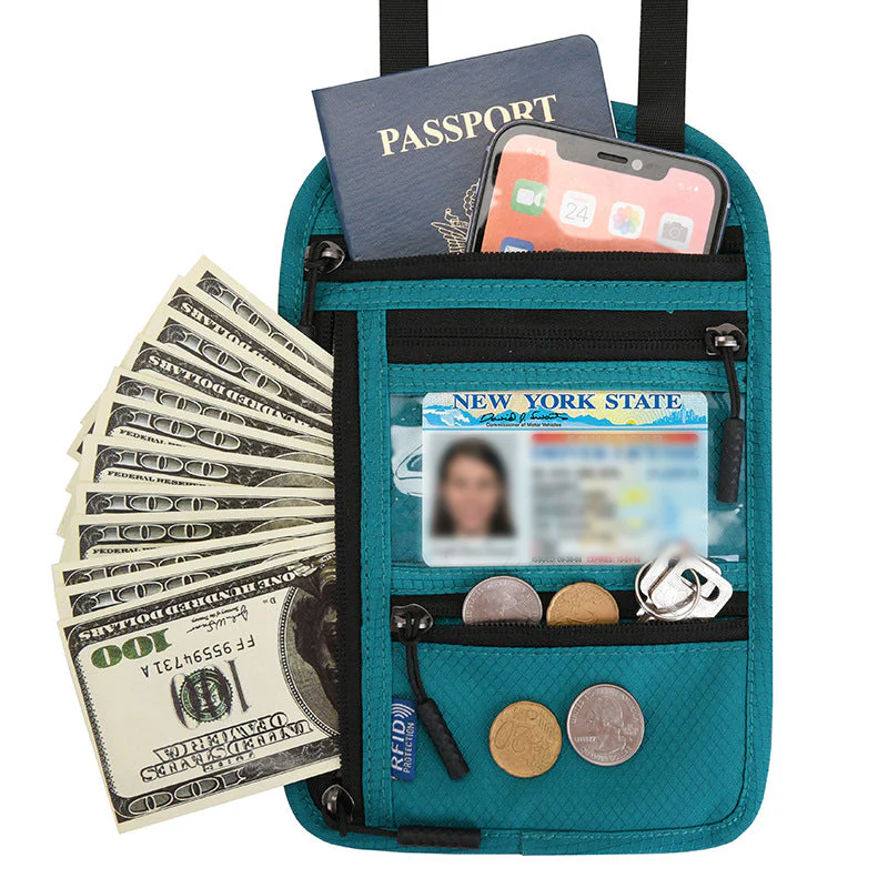 Travel Neck Pouch Neck Wallet with RFID Blocking Passport Holder - Image 15